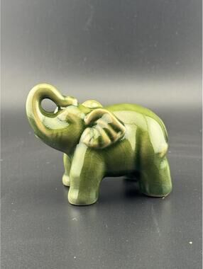 Crackle Celadon Ceramic Elephant